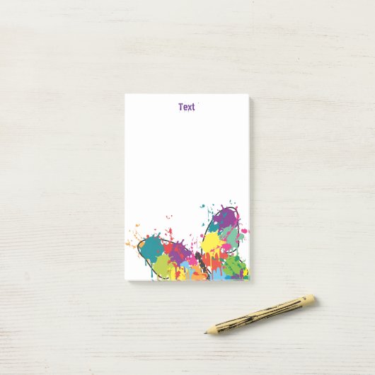 Abstrakter farbiger Tropfen Paint Butterfly Post-it Klebezettel (Auf Schreibtisch)