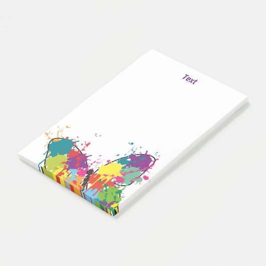 Abstrakter farbiger Tropfen Paint Butterfly Post-it Klebezettel (angewinkelt)