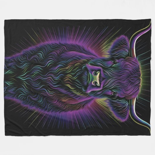 Abstrakter farbiger Zeichn einer Hochlandkuh Fleecedecke (Vorderseite (Horizontal))
