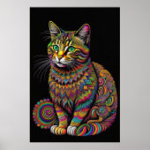 Abstrakter farbiger Zeichn einer Katze 2:3 II Poster (Vorne)