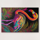 Abstrakter farbiger Zeichn eines Flamingo Puzzle (Horizontal)