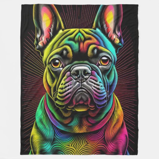 Abstrakter, farbiger Zeichn eines französischen Bu Fleecedecke (Vorderseite)