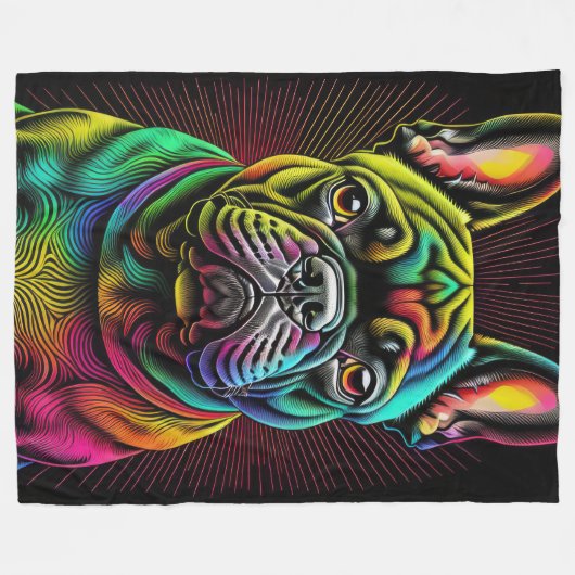 Abstrakter, farbiger Zeichn eines französischen Bu Fleecedecke (Vorderseite (Horizontal))