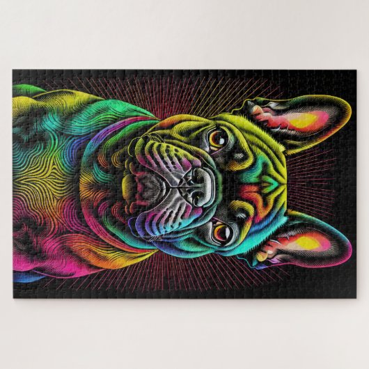 Abstrakter, farbiger Zeichn eines französischen Bu Puzzle (Horizontal)