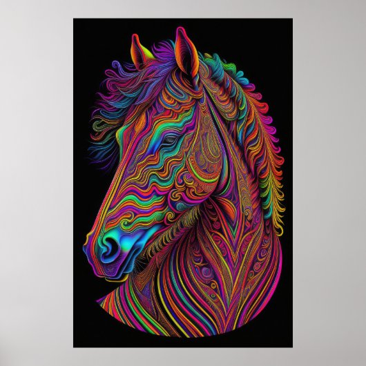 Abstrakter farbiger Zeichn eines Pferdes 2:3 II Poster (Vorne)