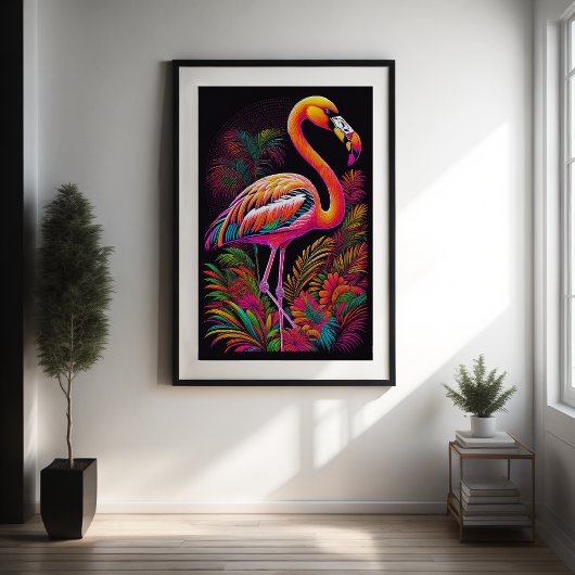 Abstrakter farbiger Zeichn von A Flamingo 2:3 II Poster