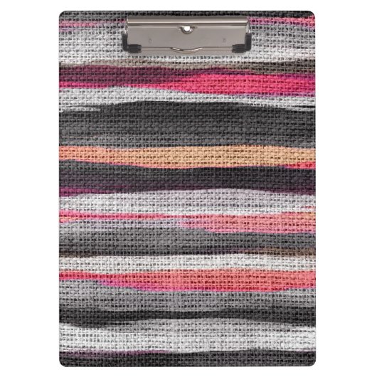 Abstrakter Farbpinsel Rustikaler Burlap #22 Klemmbrett (Vorderseite)