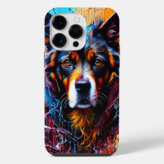 Abstrakter Farbspritzer Hund iPhone Hülle (Rückseite)