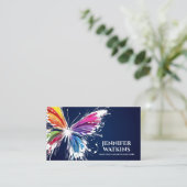 Abstrakter Farbton-Spritzer-Schmetterling Visitenkarte (Stehend Vorderseite)
