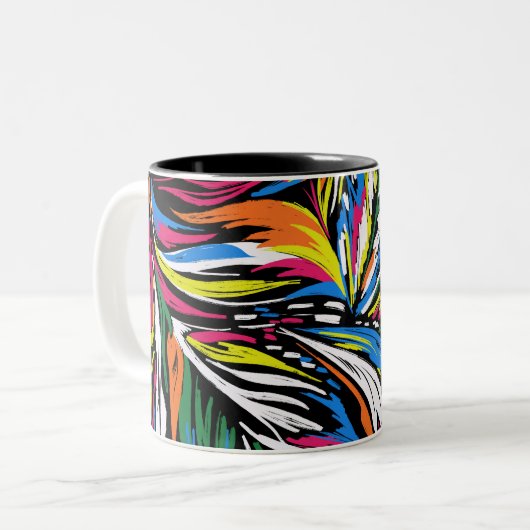 Abstrakter Federfarbdruck Zweifarbige Tasse (Vorderseite Links)