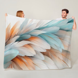 Abstrakter Federfluss – Sanfte Eleganz Fleecedecke