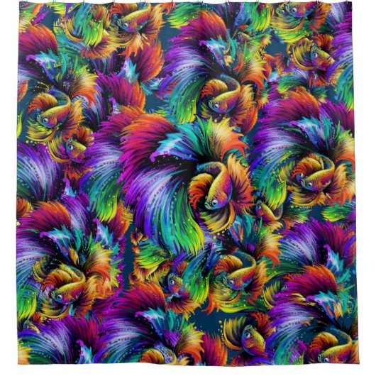 Abstrakter Fisch Duschvorhang (Vorderseite)