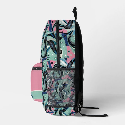 Abstrakter Fisch gemustert Bedruckter Rucksack (Rechts)
