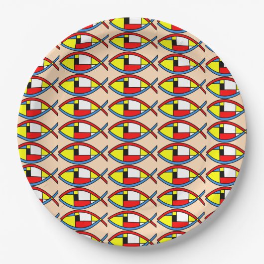 Abstrakter Fisch Pappteller (Vorderseite)