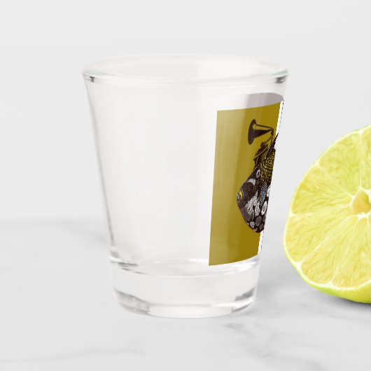 Abstrakter Fisch Schnapsglas (Links)