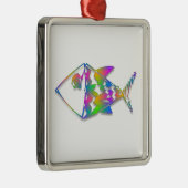 Abstrakter Fisch Silbernes Ornament (Rechts)