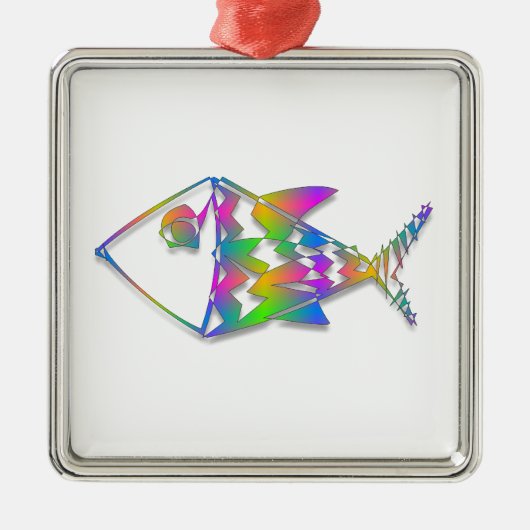 Abstrakter Fisch Silbernes Ornament (Vorne)