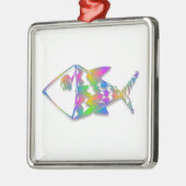 Abstrakter Fisch Silbernes Ornament (Links)