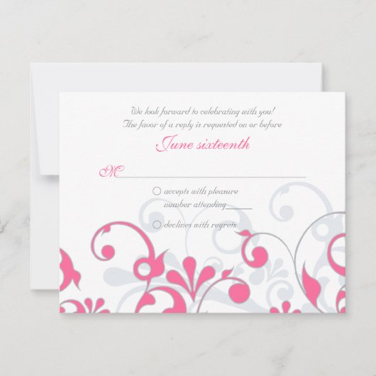 Abstrakter Floral Response Card RSVP Karte (Vorderseite)