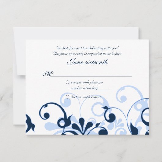 Abstrakter Floral Response Card RSVP Karte (Vorderseite)