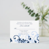 Abstrakter Floral Response Card RSVP Karte (Stehend Vorderseite)