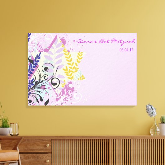 ABSTRAKTER FLORAL STAR Bat Mitzvah Sign-In Board Leinwanddruck (Insitu (Wohnzimmer))