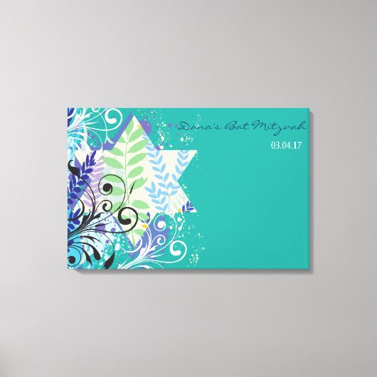 ABSTRAKTER FLORAL STAR Bat Mitzvah Sign-In Board Leinwanddruck (Vorderseite)