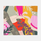 Abstrakter floraler Fett-Farbblock-Spaß Sommer Fleecedecke (Vorderseite (Horizontal))