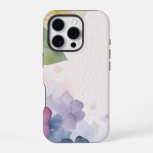 Abstrakter floraler Hortensien-Wasserfarbhintergru iPhone 16 Pro Hülle