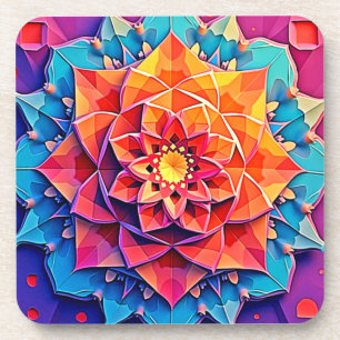 Abstrakter Floraler Prisma-Energie-Druck Kunst Getränkeuntersetzer
