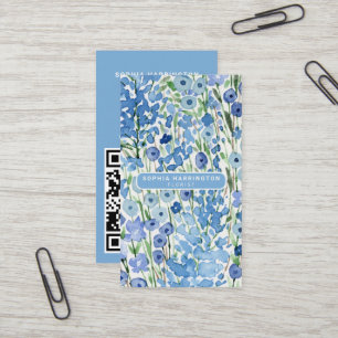 Abstrakter floraler QR Code Scannable Florist Visitenkarte