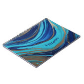 Abstrakter Flow Art Blue und Gold- Notizblock (Linke Seite)