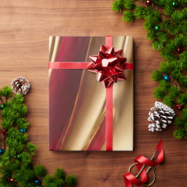 Abstrakter Flow Art-Red und Gold- Geschenkpapier