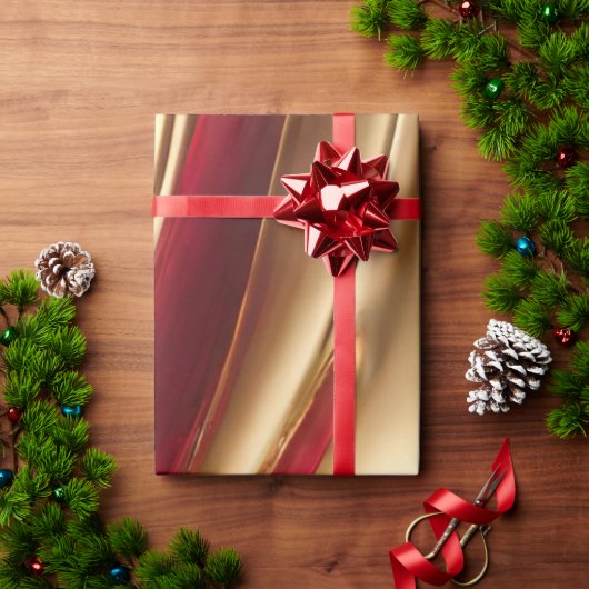 Abstrakter Flow Art-Red und Gold- Geschenkpapier (Feiertagsgeschenk)