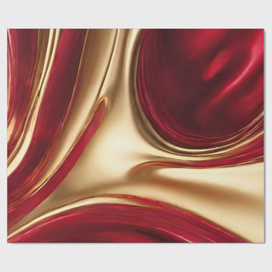 Abstrakter Flow Art-Red und Gold- Geschenkpapier (Flach)