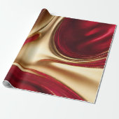 Abstrakter Flow Art-Red und Gold- Geschenkpapier (Ungerollt)