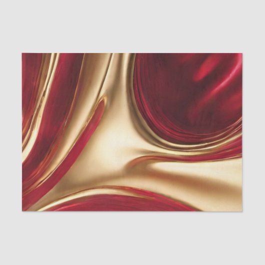 Abstrakter Flow Art-Red und Gold- Seidenpapier (Vorderseite)