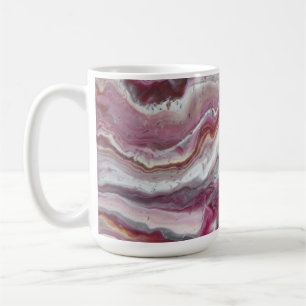 Abstrakter Fluid Art Becher - Magenta Rosa Grau Ma Kaffeetasse