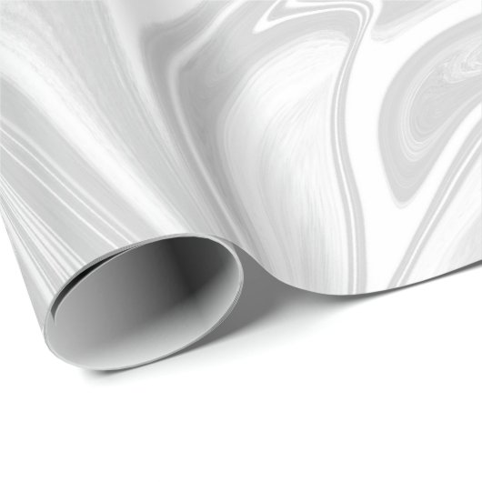 Abstrakter Fluid-Grau- und Weißmarmorwirbel Geschenkpapier (Rolleneckpunkt)