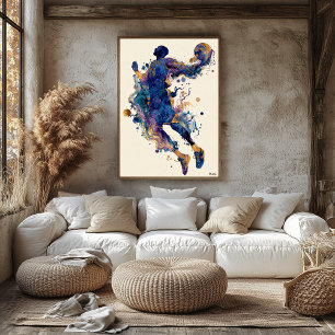 Abstrakter Fluid-Tinte-Basketballspieler – Moderne Poster