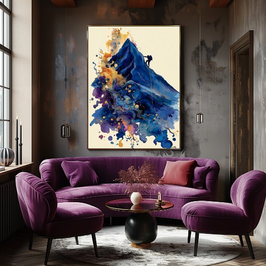 Abstrakter Fluid-Tinte-Fels-Kletterer – Moderne Be Poster