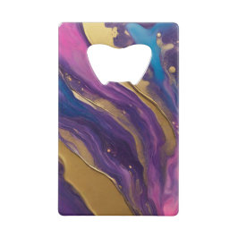 Abstrakter Fluss Art - Blau, Lila, rosa und goldfa Geldbeutel Flaschenöffner