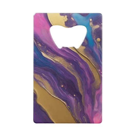 Abstrakter Fluss Art - Blau, Lila, rosa und goldfa Geldbeutel Flaschenöffner (Vorderseite)