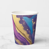 Abstrakter Fluss Art - Blau, Lila, rosa und goldfa Pappbecher (Rückseite)