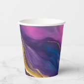 Abstrakter Fluss Art - Blau, Lila, rosa und goldfa Pappbecher (Vorderseite)