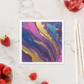 Abstrakter Fluss Art - Blau, Lila, rosa und goldfa Serviette (Beispiel)