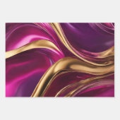 Abstrakter Fluss Art - Fuchsia Lila und Gold- Geschenkpapier Set (Vorderseite 3)