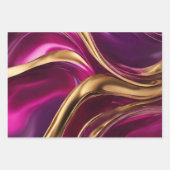 Abstrakter Fluss Art - Fuchsia Lila und Gold- Geschenkpapier Set (Vorderseite 2)