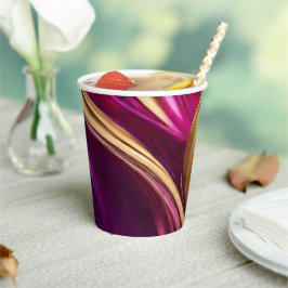 Abstrakter Fluss Art - Fuchsia Lila und Gold- Pappbecher