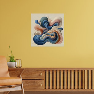 Abstrakter Fluss - Earth & Blue Ribbon Art Poster